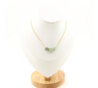 Collana 3 Perle Cianite Verde Del Brasile Catena IN Acciaio Dorato Collana Donne