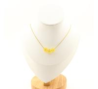 Collana 3 Perle Citrino 8 Mm. Catena IN Acciaio Dorato Inossidabile Donne