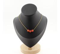 Collana 3 Perle Corniola D Uruguay Qualità 5A 8 Mm. Catena IN Acciaio Collana F