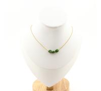 Collana 3 Perle Diopside Del Brasile Catena IN Acciaio Dorato Inossidabile Fe