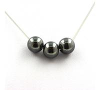 Collana 3 Perle Ematite 8 MM Catena IN Acciaio Inossidabile