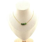 Collana 3 Perle Giada Nefrite Siberiano (Russia) . Catena IN Acciaio Collana Fem