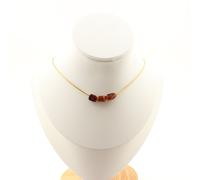 Collana 3 Perle Granato Spessartina Del Mozambique. Catena IN Acciaio da Donna