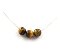 Collana 3 Perle Occhio di Tigre 8 MM Catena IN Acciaio Inossidabile
