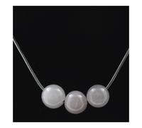 Collana 3 Perle Quarzo Rosa 8 MM Catena IN Acciaio Inossidabile