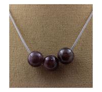 Collana 3 Perle Rubino Di Mogok , Birmania, Myanmar 8 MM IN Acciaio Inoxyda