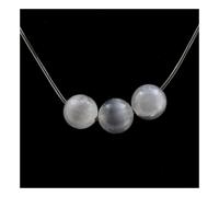 Collana 3 Perle Selenite Del Marocco 8 MM Catena IN Acciaio Inossidabile