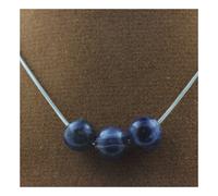 Collana 3 Perle Sodalite 8 MM Catena IN Acciaio Inossidabile