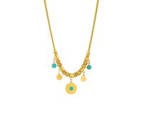 Collana 316L Sintesi Non sbiadire Il Colore Oro Rotondo in Pietra Verde Collana a Sospensione per Donne Regali di Gioielli per Ragazze Etniche Vintage Catena Cubana