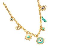Collana 316L Sintesi Non sbiadire Il Turchese del Diavolo Collana a Sospensione per Occhio per Donna Trend Womens Demone Eye Neck Gioielli Gift Chain Chain