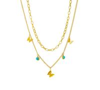 Collana 316L Sintesi Non sbiadire la Collana a Ciondolo a Farfalla a Farfalla Verde Multistrato per Donne per Donne Regali di Gioielli Vintage a Catena Cubana