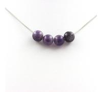 Collana 4 Perle Ametista 8 MM Catena IN Acciaio Inossidabile