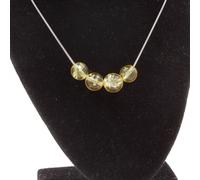 Collana 4 Perle Citrino 8 MM Catena IN Acciaio Inossidabile