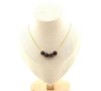 Collana 4 Perle Diaspro Sangue Di Dragone 8 Mm. Catena IN Acciaio Dorato Donne