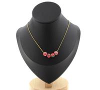 Collana 4 Perle Diaspro Verde Rosso 8 Mm. Catena IN Acciaio Dorato Donne, Ho