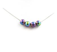Collana 4 Perle Ematite Multicolore 8 MM Catena IN Acciaio Inossidabile