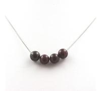 Collana 4 Perle Granato 8 Mm. Catena IN Acciaio Inoxydable. Collana Donne, Uomo