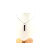 Collana 4 Perle Granato Spessartina Del Mozambico Catena IN Acciaio Donna