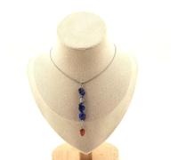 Collana 4 Perle Lapis Lazuli Del Pakistan + 1 Perla Granato Spessartite Taglia P