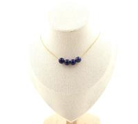 Collana 4 Perle Lapis Lazuli Del Pakistan Qualità 5A 8 Mm. Catena In Collana Fe