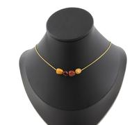 Collana 4 Perle Mookaite D'Australie. Catena IN Acciaio Dorato Inossidabile