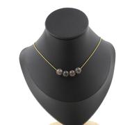 Collana 4 Perle Obsidiana Fiocco Di Neve Marrone 8 Mm. Catena In Collana Femm