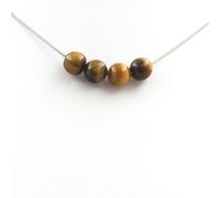 Collana 4 Perle Occhio di Tigre 8 MM Catena IN Acciaio Inossidabile