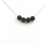 Collana 4 Perle Onice Nero Opaco 8 MM Catena IN Acciaio Inossidabile