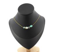 Collana 4 Perle Opale Multicolore D'Australie. Catena IN Acciaio Dorato Fe
