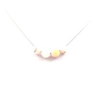 Collana 4 Perle Opale Rosa 8 MM Catena IN Acciaio Inossidabile