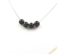 Collana 4 Perle Ossidiana Nera 8 MM Catena IN Acciaio Inossidabile