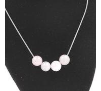 Collana 4 Perle Quarzo Rosa 8 MM Catena IN Acciaio Inossidabile