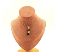 Collana 4 Perle Tormalina Schörl Del Brasile + Quarzo A Rutilato Dorato