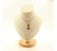 Collana 4 Perle Tourmalina Schorl Del Brasile + Ambra Vera Del Mare Baltico