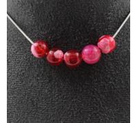Collana 5 Perle Agata Crackle Rosso 8 MM Catena IN Acciaio Inossidabile