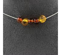 Collana 5 Perle Ambra Vera Del Mare Baltico. Catena In Acciaio Collana Fe