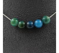 Pietre E Minéraux. Collana 5 Perle Apatite 8 Mm. Catena IN Acciaio Inossidabile