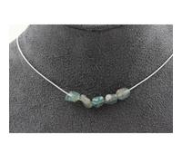 Collana 5 Perle Apatite Del Brasile Catena IN Acciaio Inossidabile Collana Donne