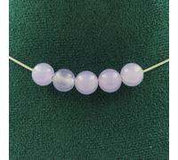 Collana 5 Perle Calcedonio Lavanda 8 Mm. Catena IN Acciaio Inossidabile Fe