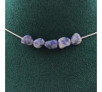 Collana 5 Perle Di Giada Blu Del Sud Africa. Catena In Acciaio Collana Donne, H