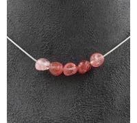 Collana 5 Perle Di Quarzo Fragola Del Madagascar Catena In Acciaio Collana Donne
