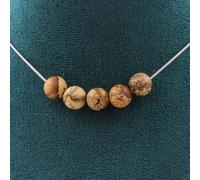 Collana 5 Perle Diaspro Paesaggio 8 Mm. Catena IN Acciaio Inossidabile Donne