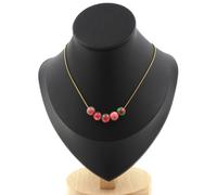 Collana 5 Perle Diaspro Verde Rosso 8 Mm. Catena IN Acciaio Dorato Donne, Ho