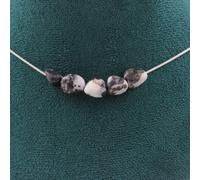 Collana 5 Perle Diaspro Zebra Del Brasile Catena IN Acciaio Inossidabile Femm