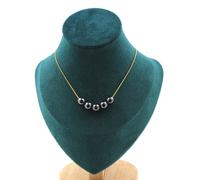 Collana 5 Perle Ematite 8 Mm. Catena IN Acciaio Dorato Inossidabile Donne