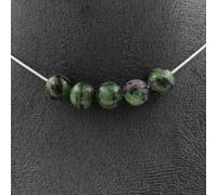 Collana 5 Perle Epidoto Australia 8 Mm. Catena IN Acciaio Inossidabile Collana F