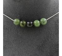 Collana 5 Perle Giada 8 Mm. Catena IN Acciaio Inossidabile Collana Donne, Uomini