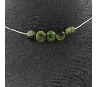 Collana 5 Perle Giada Nefrite Di Xiuyan Chine. Catena IN Acciaio Collana Donna