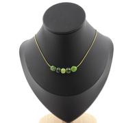 Collana 5 Perle Giada Nefrite Di Xiuyan Chine. Catena IN Acciaio Collana Donne
