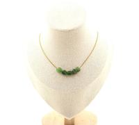 Collana 5 Perle Giada Nefrite Siberiano (Russia) . Catena IN Acciaio Collana Fem